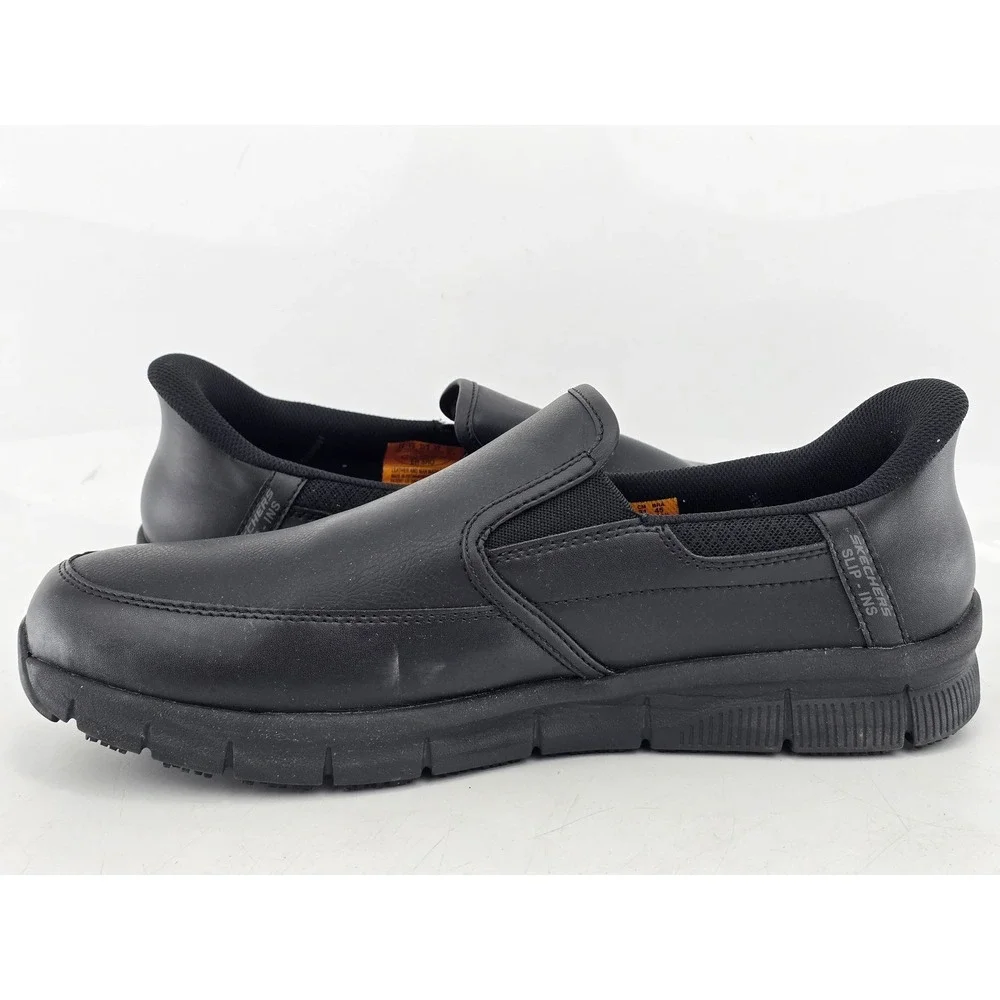 Skechers Slip-ins Work Shoes Mens 13 Black Leather EH SRO - Excellent